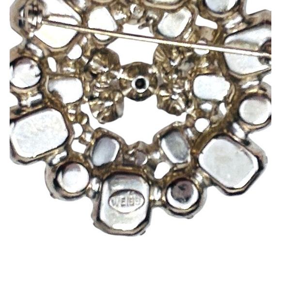Vtg Weiss Rhinestone Brooch Domed Clear - Picture 6 of 9